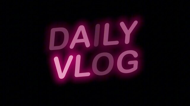 Sweet Pink Neon Badge 'DAILY VLOG' Seamless Loop on Clear Background, Perfect for Daily Lifestyle Vlogging