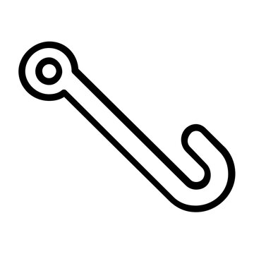Vector illustration of an ebola virus microbe line icon with a thin geometric outline of the viral particle form used in science, biology, and healthcare icon libraries.