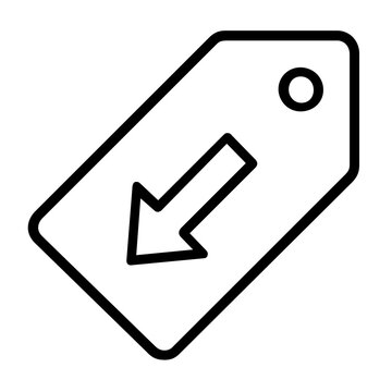Vector illustration of a discount tag line icon presenting a retail sale price label in sleek flat minimalist outline vector design.