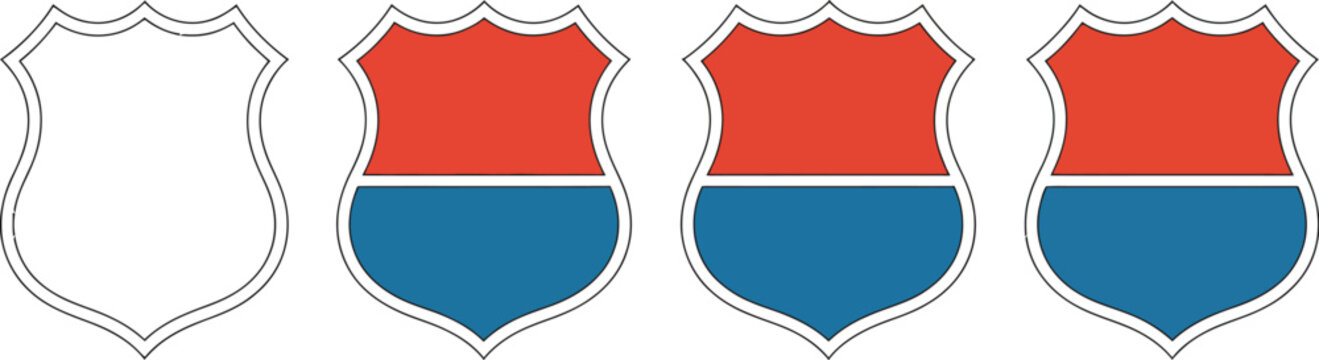 US Route signs, classic interstate highway shield symbols featuring American road navigation markers for driving directions and transportation design.