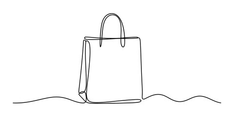 Continuous single line drawing of a shopping bag for retail and store commerce concept in a simple minimalist style for modern marketing and icon design Vector, illustration © Single Line 2019