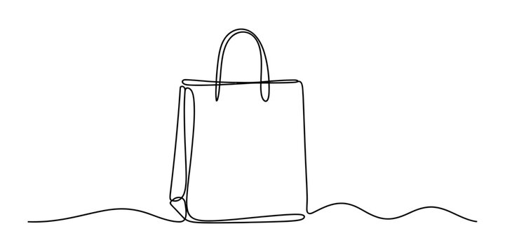 Continuous single line drawing of a shopping bag for retail and store commerce concept in a simple minimalist style for modern marketing and icon design Vector, illustration
