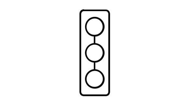 Vector illustration of a traffic light line icon rendering a classic road signal pillar with three stacked indication circles and base mount in sleek minimalist outline for traffic and urban mobility.