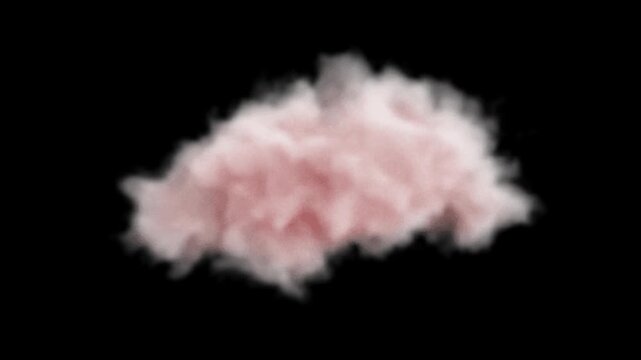 animated soft pink cloud smoke floating on black background fluffy sky vapor visual graphic object element clip