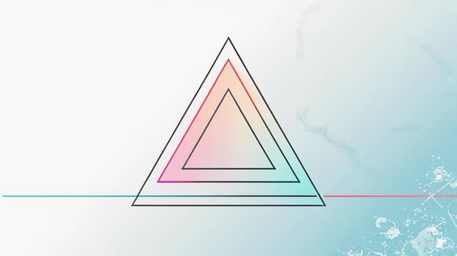 abstract geometric animation with pink triangle and blue gradient background