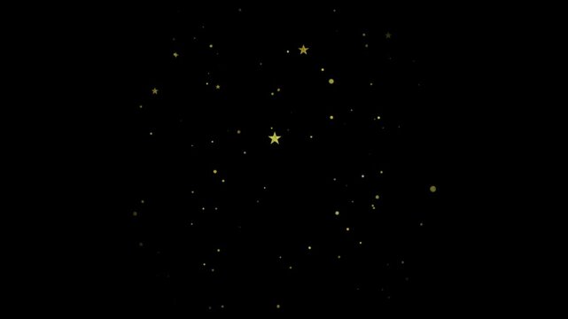 Gold and blue glitter star with constellation isolated on black background for magical space stock video design