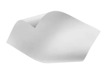 Blank white paper flying, sheet falls and twists isolated on white, clipping path, design element © dule964