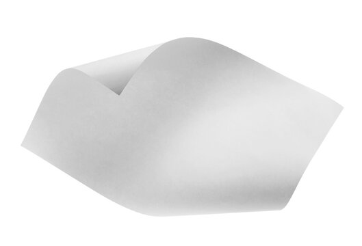 Blank white paper flying, sheet falls and twists isolated on white, clipping path, design element