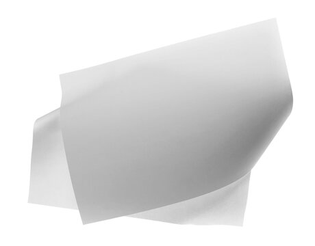 Blank white paper flying, sheet falls and twists isolated on white, clipping path, design element