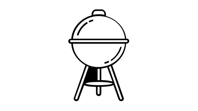 Vector illustration of a barbecue grill line icon with a domed cover and sturdy base, great for seasonal food promotions, outdoor catering services, and app icons related to backyard cooking.