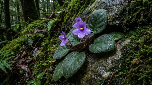 Blooming African violet