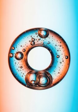 A close-up view of clear liquid adhesive forming a perfect circular ring. This sticky substance is ready for crafting, repair, or industrial bonding tasks, spill, substance, close-up