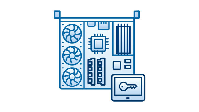 Vector illustration of a remote server rack hardware line icon showing a stacked blade server chassis representing colocation data center equipment and enterprise computing resources.