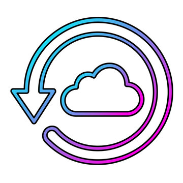 Vector illustration of a software update cycle loading arrows line icon illustrating rotating update arrows symbolizing automatic software synchronization and version management systems.
