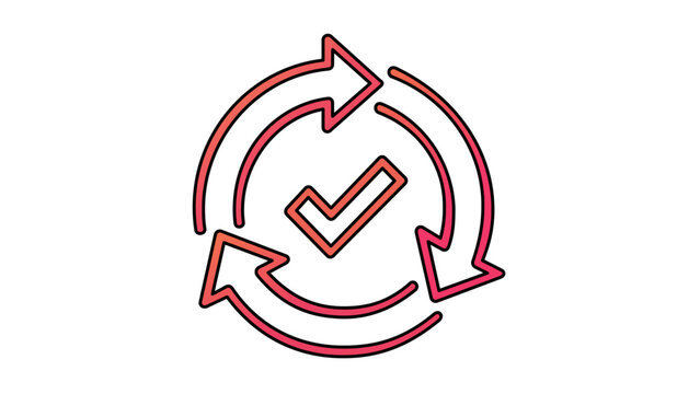 Vector illustration of a software update cycle loading arrows line icon depicting circular arrows representing the update installation cycle and system refresh process in software management.