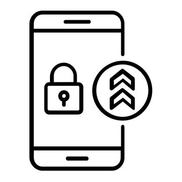 Vector illustration of a two step verification locked smartphone line icon featuring a phone with double authentication markers for secure OTP and app-based two-factor login processes.