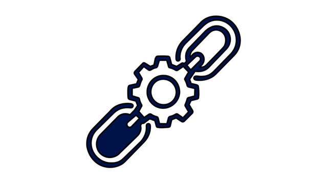 Vector illustration of a marketing affiliate link chain connection line icon displaying chained hyperlinks symbolizing online partnership networks and revenue sharing strategies