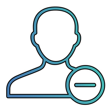 Vector illustration of a remove user minus sign profile line icon representing the action of deleting or revoking a user account in a clean minimalist outlined vector design.