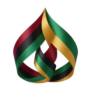pan-african colors ribbon loop forming a flame symbol Isolated on transparent background