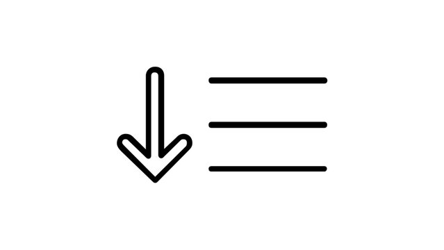 Vector illustration of a menu list drop-down interface line icon displaying a clickable selector that expands to reveal options used in web forms and application navigation