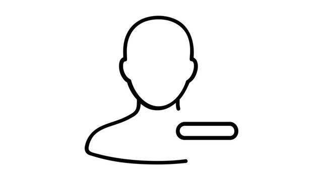 Vector illustration of a remove user minus sign profile line icon showing a person silhouette with a minus symbol representing account deletion in user management systems