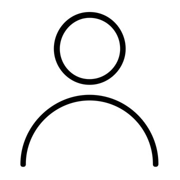 Vector illustration of a blank avatar silhouette user profile line icon showing an anonymous person shape representing default identity in social and digital applications