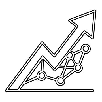 Vector illustration of a viral marketing upward trending graph line icon showing a rising arrow chart symbolizing exponential growth and viral content performance metrics