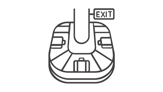 Vector illustration of an airport luggage claim conveyor belt line icon, minimalist flat vector design for travel and airport service themes