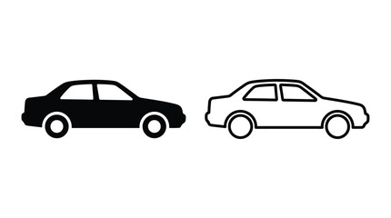Fototapeta premium Car Silhouettes Black And White Line Art On White Background