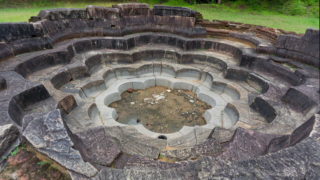 Nelum pokuna lotus pond ancient architecture polonnaruwa sri lanka