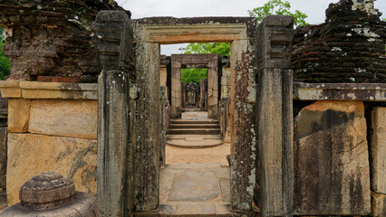 Naklejka premium Ancient stone temple ruins at polonnaruwa sri lanka
