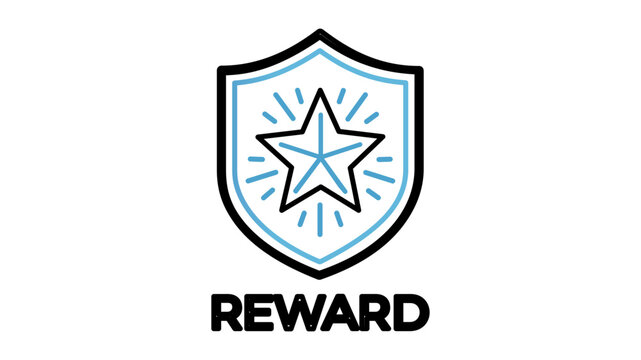 Vector illustration of a reward points shiny star badge line icon representing loyalty program points and customer reward ecommerce achievement.