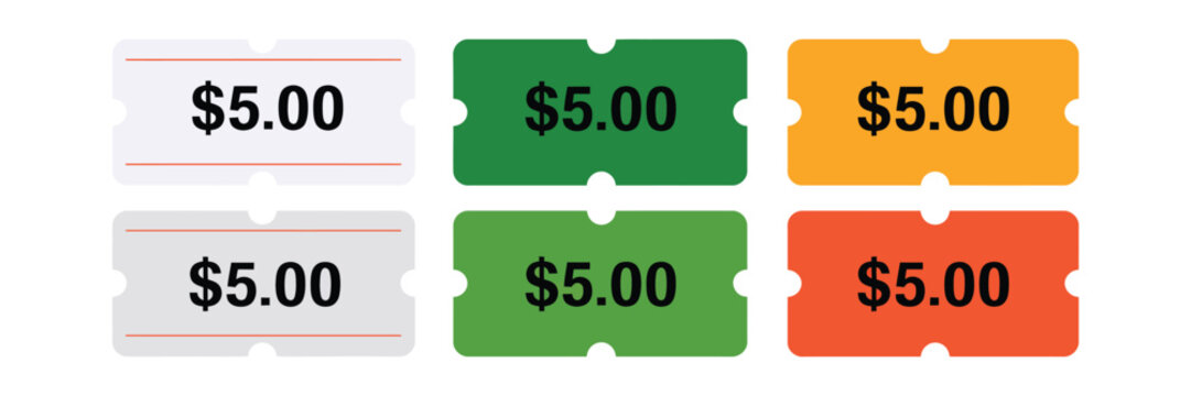 Paper sticker price label vector, retail tagging symbol for product pricing, merchandise identification and store marketing design.