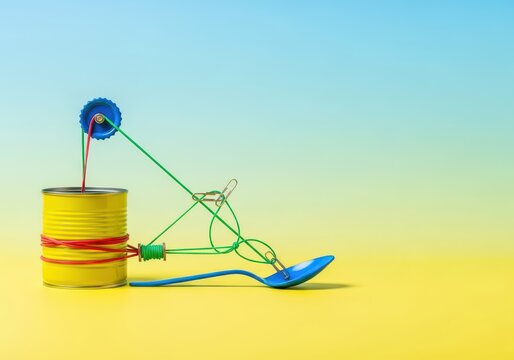 A clever solution utilizing basic materials and found objects to overcome a mechanical challenge, emphasizing ingenuity and adaptability, persistence, clever, quick thinking