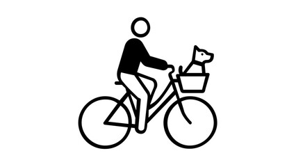 Obraz premium Vector illustration of a riding bicycle line icon capturing a human silhouette cycling forward on a road bike with streamlined minimalist line art ideal for health, sports, and recreation icon sets.