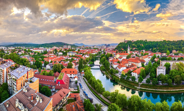 Ljubljana, Slovenia over the Ljublanica River