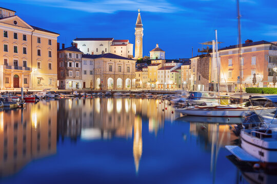 Piran, Slovenia at Blue Hour