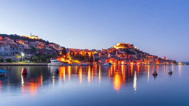 Sibenik, Croatia old town on the Adriatic coast at dawn.