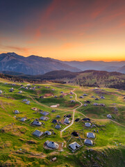 Obraz premium Velika Planina, Slovenia at Dawn