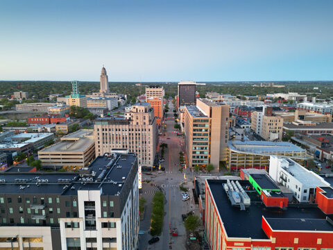 Lincoln, Nebraska, USA Downtown City Skyline