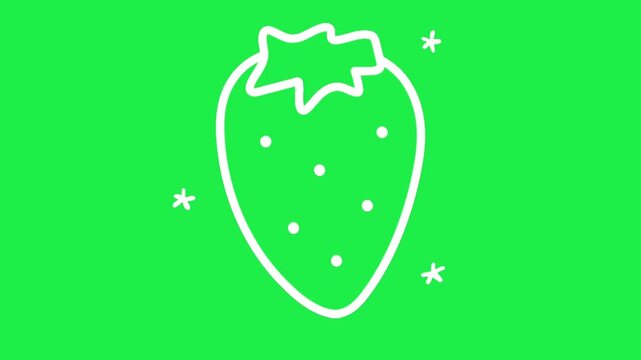 Cute strawberry icon on green screen background for chroma key animation seamless loop editing for creators