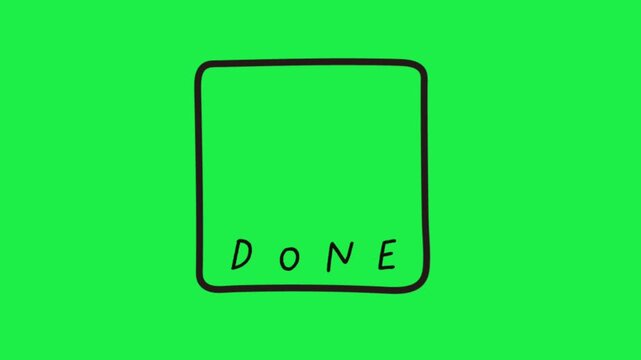 Cute done checkmark icon on green screen background for chroma key animation seamless loop editing creators
