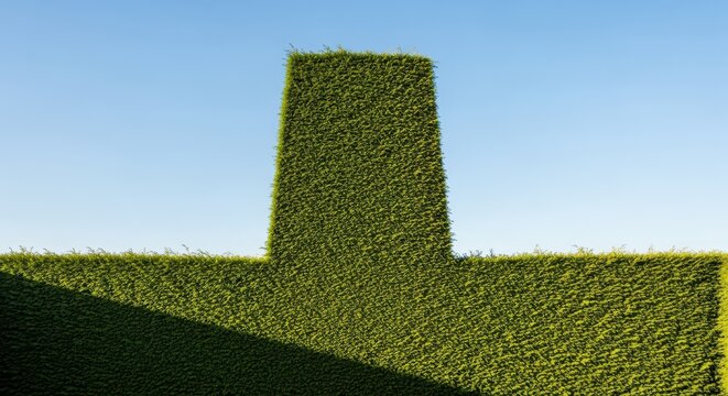 A towering, meticulously sculpted evergreen hedge forming a natural wall, symbolizing privacy, formality, and established boundaries in a grand garden estate, majestic, topiary, massive