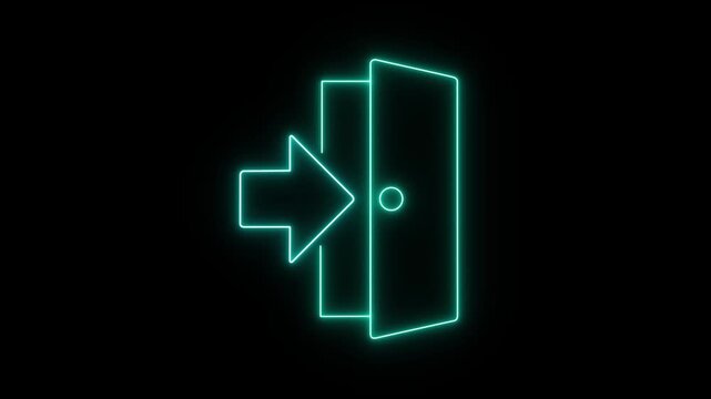 Logout icon animation on green screen, exit button motion graphic, sign out symbol video footage, log off animated clip.4k video.