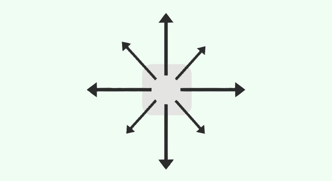 Sketchy hand-drawn graphic illustration of a central white rounded hex