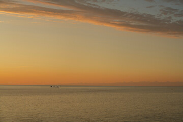 Fototapeta premium Beautiful sunset over the sea. Evening sea landscape