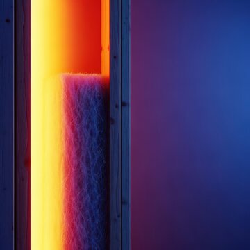 Fiber material placed within wooden studs for thermal control. Efficient building materials reducing heat loss and improving energy usage, renovation, residential, thermal