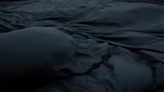 Abstract dark blue fabric with soft folds and curves in a draped arrangement
