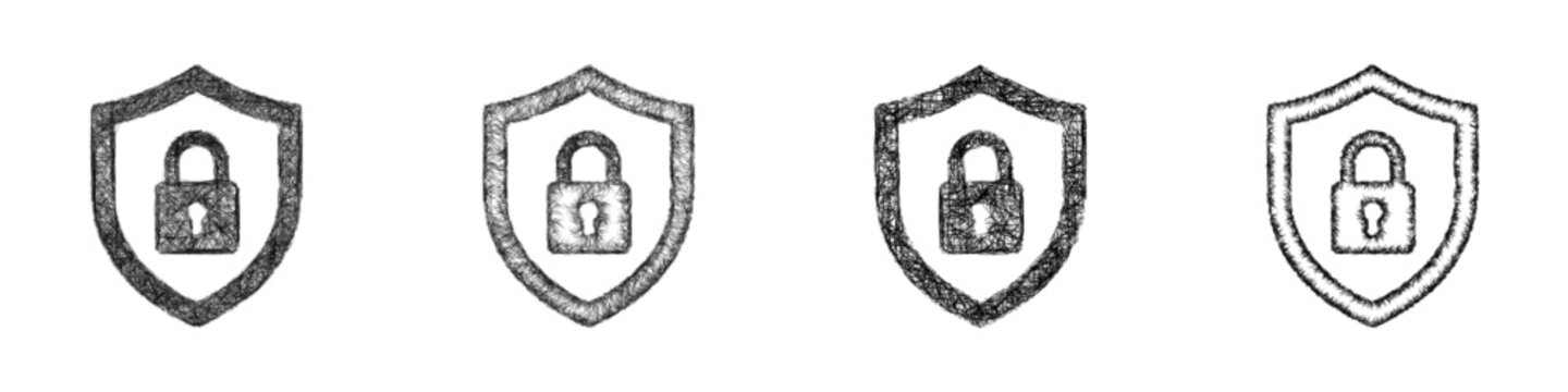 Sketch monochrome security icon design set