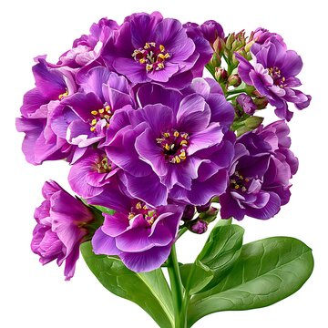 Seven matthiola flowering stems with purple clustered blossoms